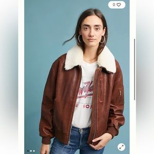 NWT, 7 For All Mankind Genuine Leather Bomber Jacket, size S